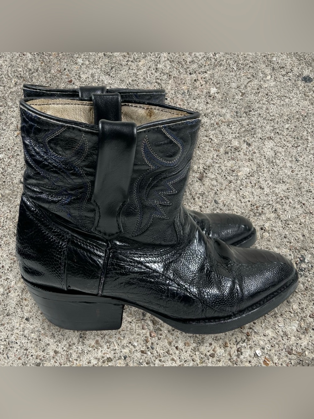 LAGARTO vintage 90s ostrich leg western ankle boots